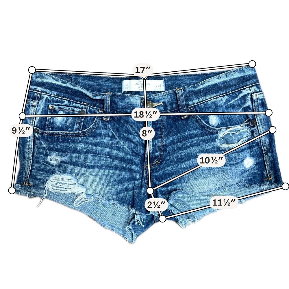 Abercrombie & Fitch Distressed Denim Cutoff Shorts Medium Wash Size 6 W28 - Picture 6 of 6